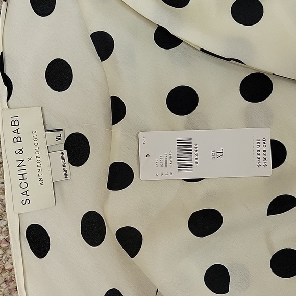 Anthropolgie x Sachin Babi Chic Polka Dot One-Shoulder Top. XL polyester new tag - Picture 5 of 6
